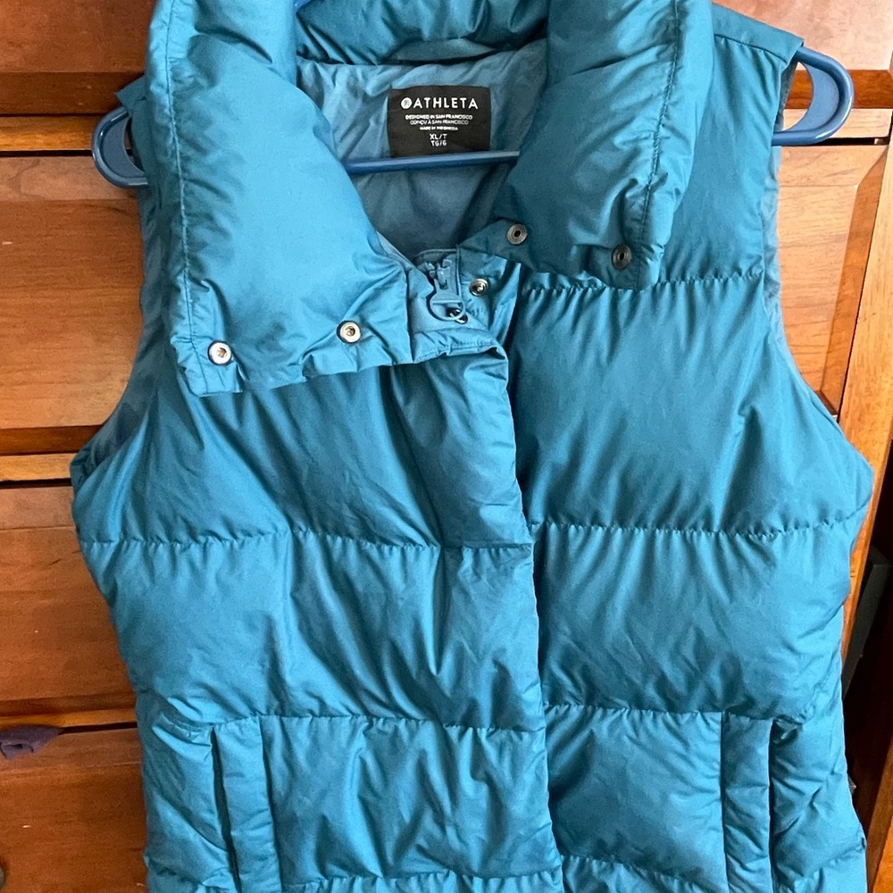 Athleta Teal Puffer Down Vest XL